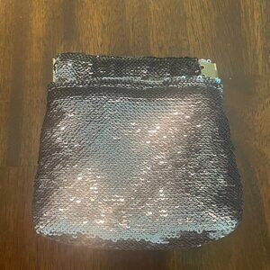 Anthropologie Purple Sequin Hand/Coin Purse 5" x 4" evening